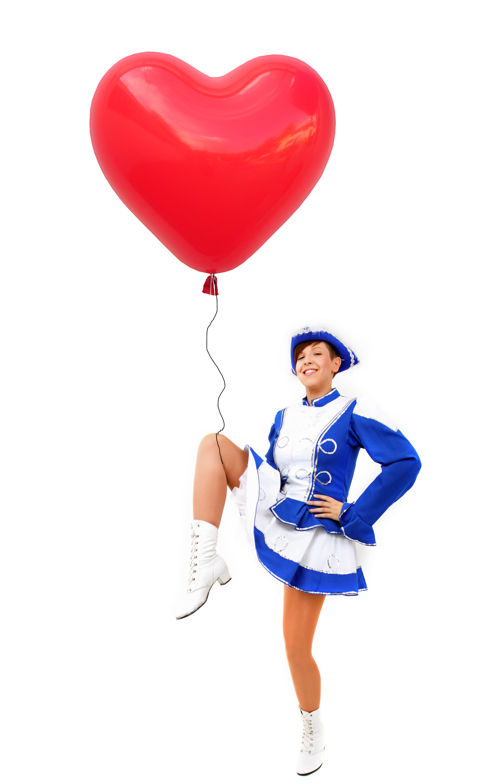 luftballons karneval tantmariechen mit herzluftballon